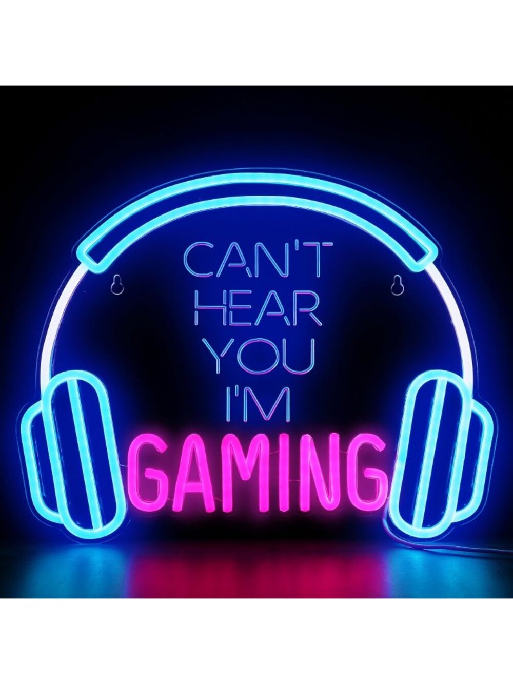 Can't Hear You I'm Gaming Neon Sign Blue Pink USB Powered LED Light Gaming Neon